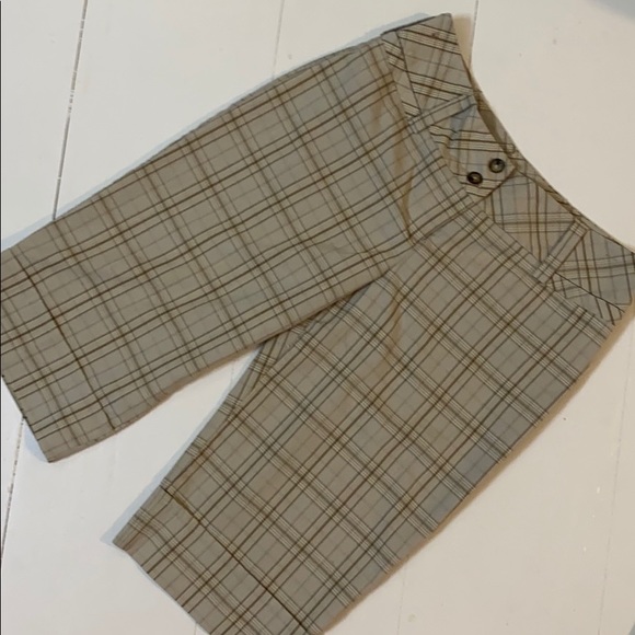 Plaid Cropped Capri Pants Size 5 Khaki - Picture 2 of 8